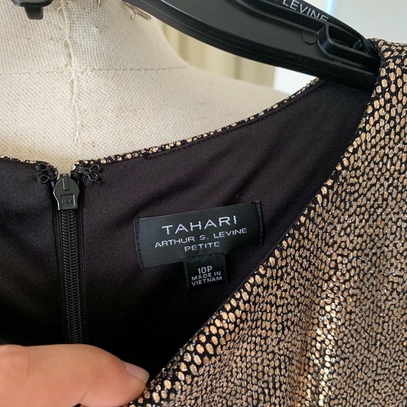 Tahari ASL NWT Bronze /Black Dress size 10P - Picture 7 of 10